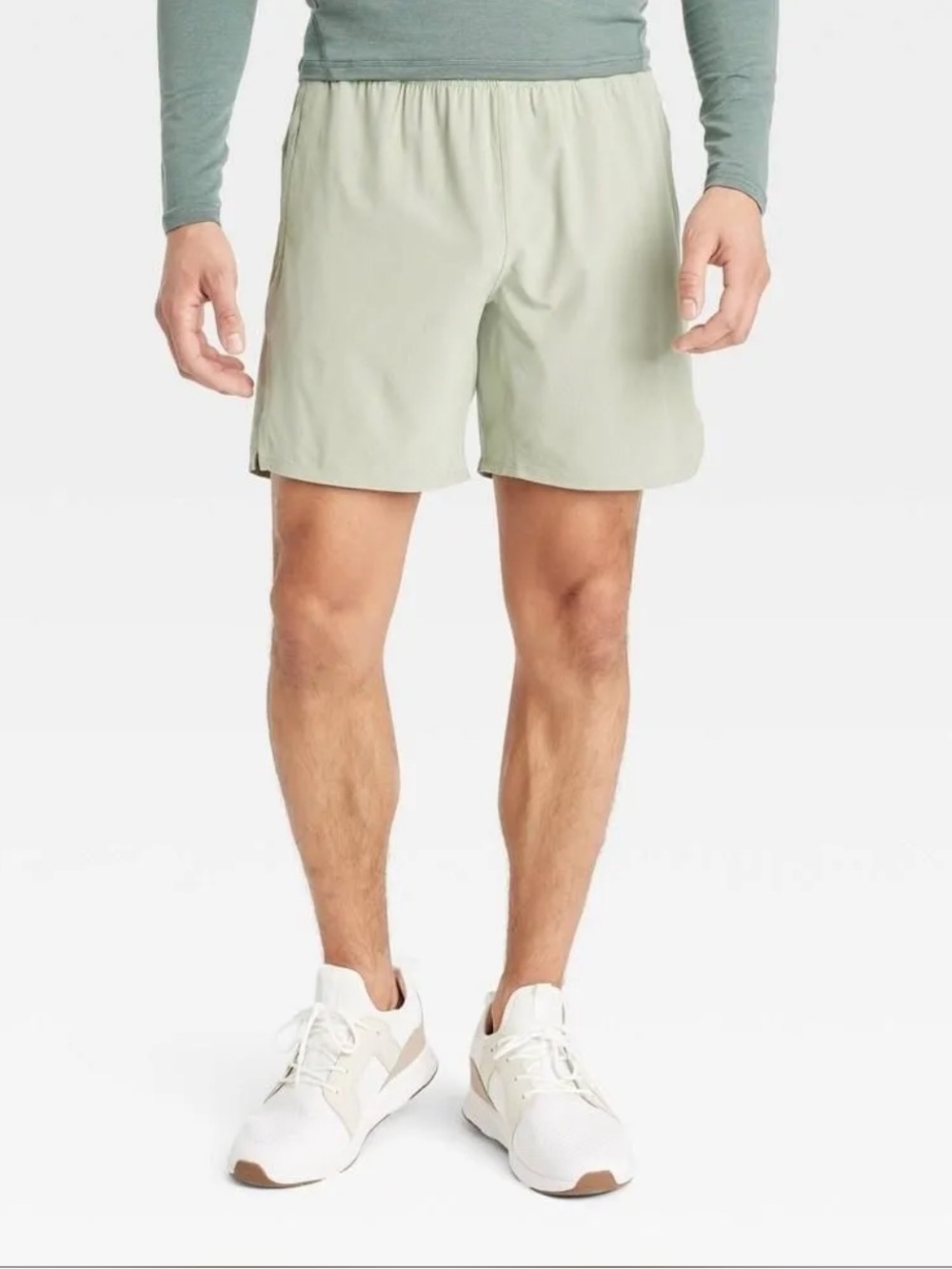 All in Motion Men's 7" Athletic Unlined Light Green Run Shorts
